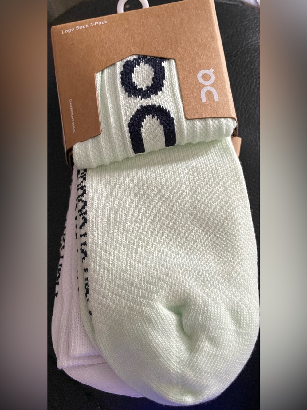 On Running Socks (unisex)Logo Athletic Socks — Light Green & Black 3Pack